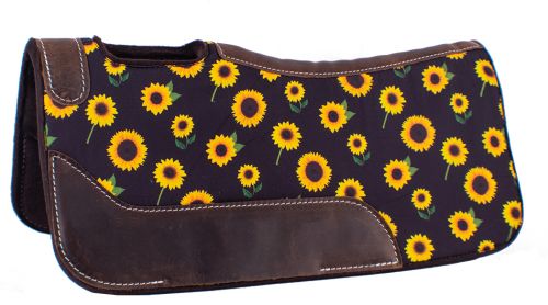 4918 - Pony 24" x 24" Brown felt saddle pad with sunflower design