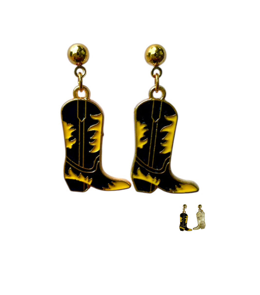 J6993 - Boot Sunflower Stud Dangle Earrings