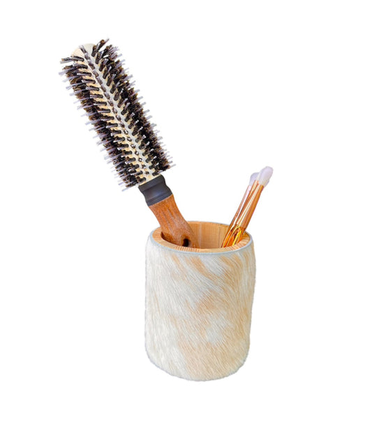 A8840 - Wooden Utensils Holder w Cowhide