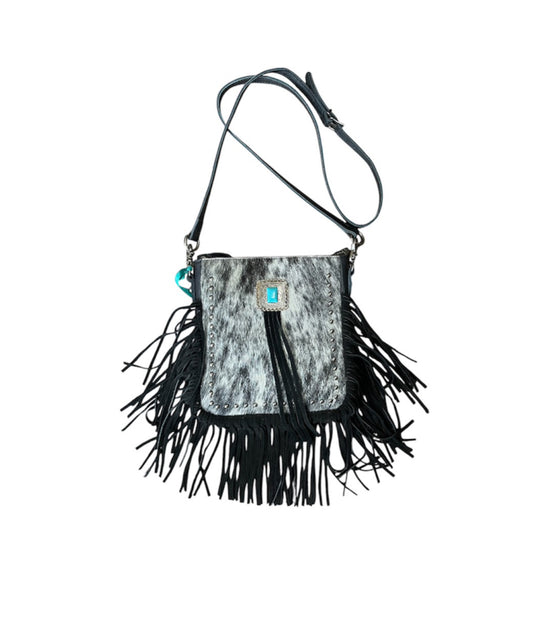 MWR063BK -  Montana West Genuine Leather Hair-On Cowhide Fringe Bohemian Crossbody