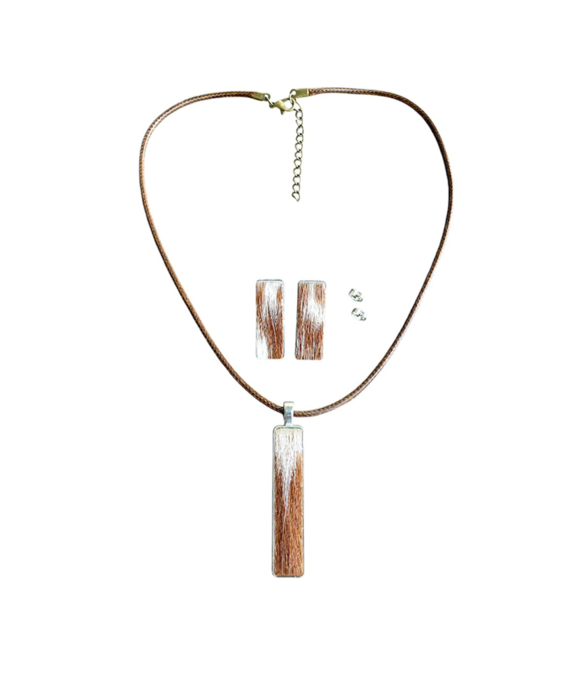 J6926 - 100% Cowhide Necklace & Earrings Set