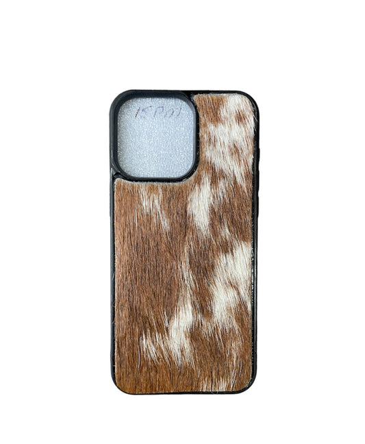 A8648 - IPhone 15 Pro Max Hair on Hide Leather Case