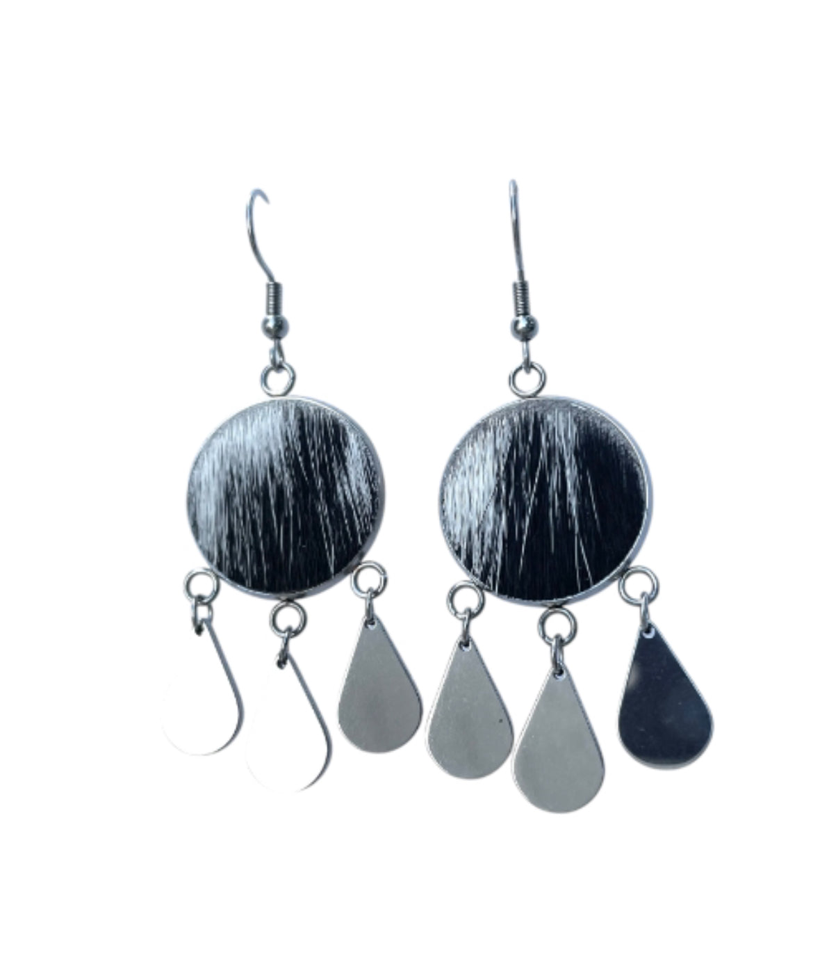 J6980 - Round Hide Fishhook Dangle Earrings