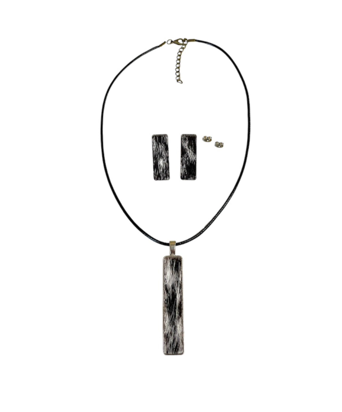 J6924 - 100% Cowhide Necklace & Earrings Set