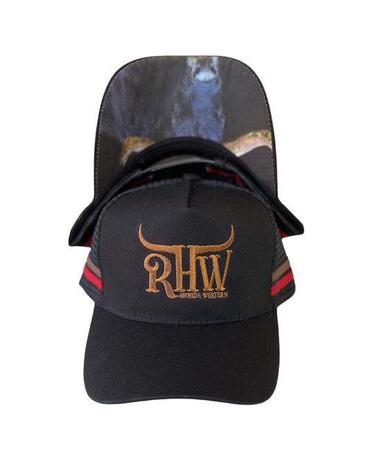 P4178 - Limited Edition RHW Western Black Bull  Trucker Cap