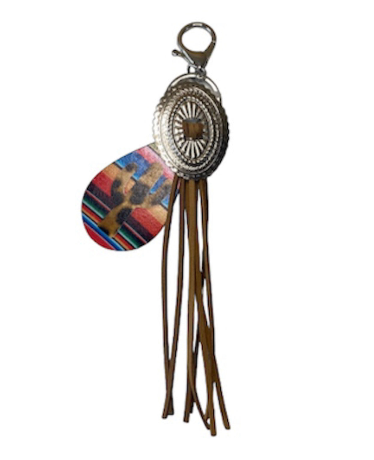 A8151 - Concho & Leather Tassel Clips with Cactus Serape