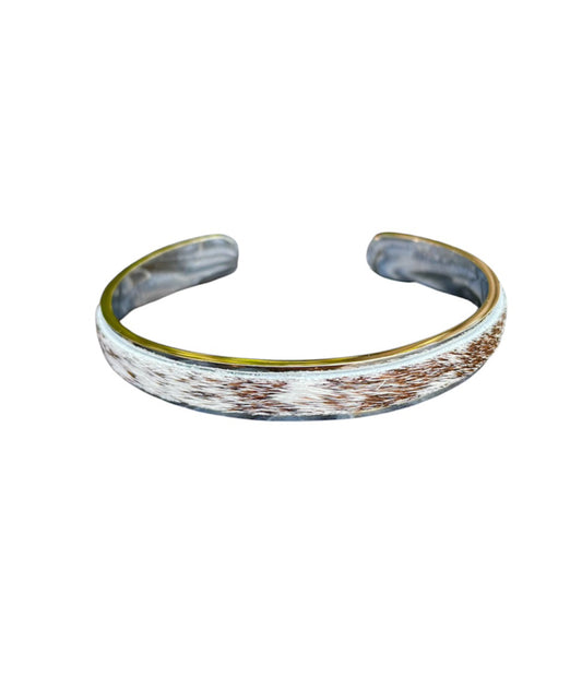 J6846 - Solid/Stainless Steel 3/4 Bangle Cowhide