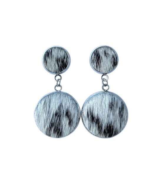 J6684B - 100% Hair on Hide Stud Dangle Earrings