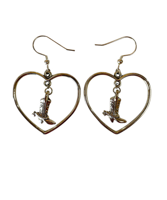 J6944 - Heart With Boot Dangle Earrings