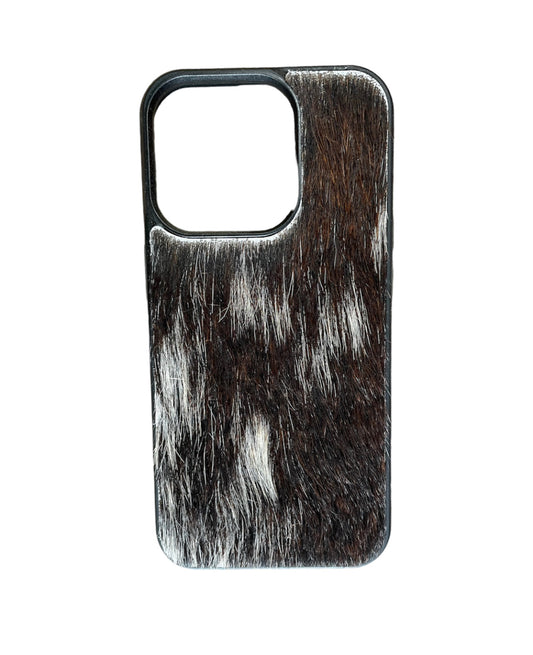 A8643 - IPhone 15 Pro Hair on Hide Leather Case