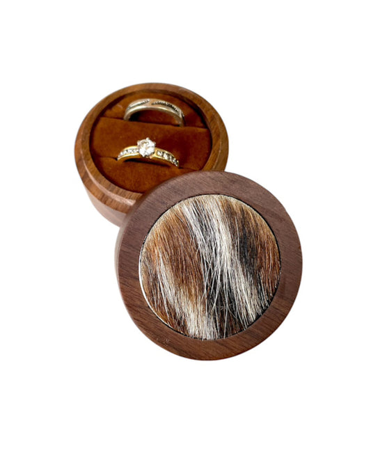 A8777  - 100% Hair On Hide Wooden Ring Boxes