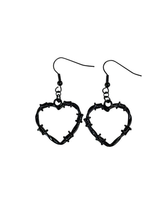 J6150 - Barb Heart Dangle Earrings