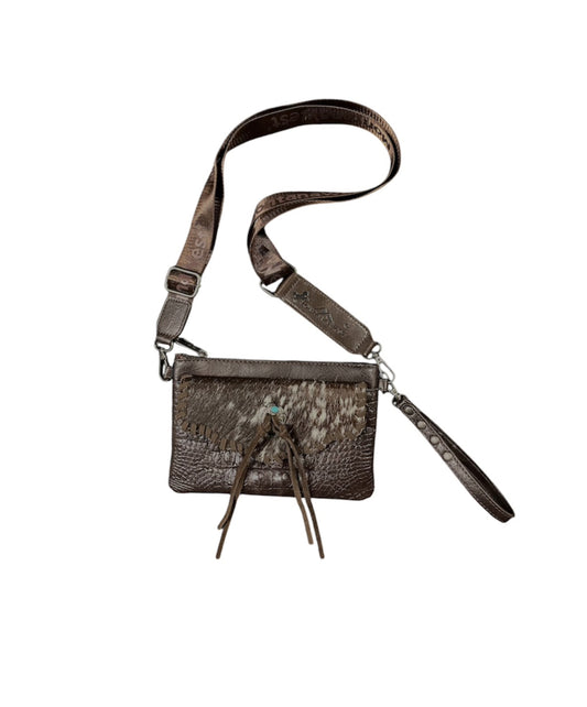 MW1268181CFA - Montana West Hair-On Cowhide Croc Embossed Clutch/Crossbody