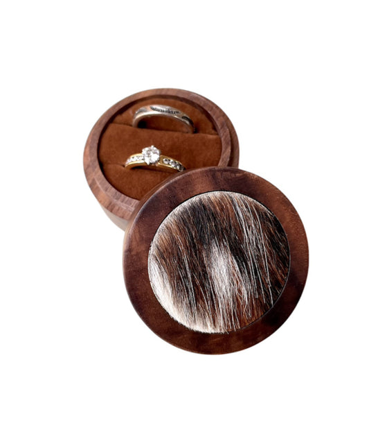 A8776  - 100% Hair On Hide Wooden Ring Boxes