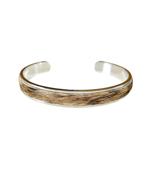 J6845 - Solid/Stainless Steel 3/4 Bangle Cowhide