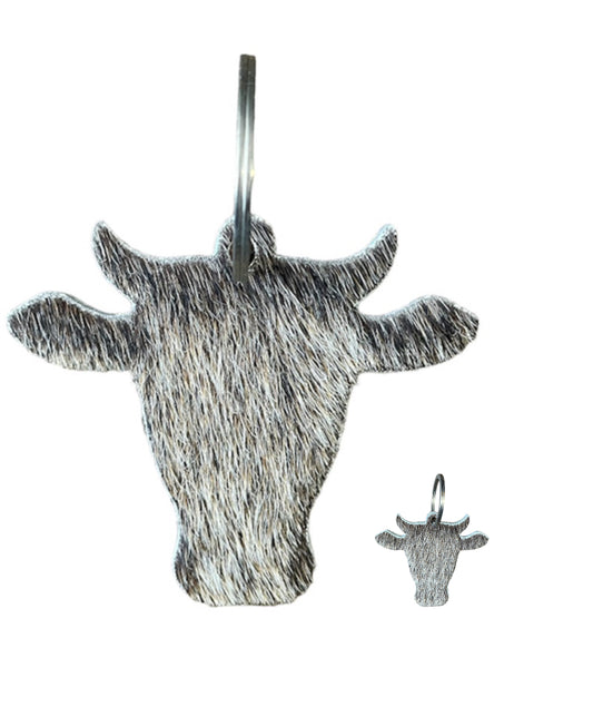 A8768 - Double Sided 100% Hair On Hide Leather Cow Keychain