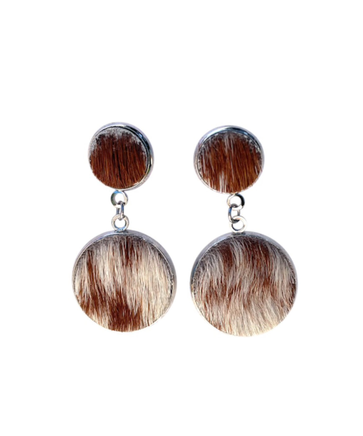 J6684F - 100% Hair on Hide Stud Dangle Earrings