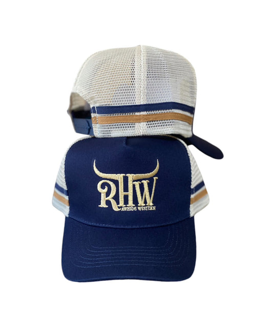 P4186 - RHW Navy & Creme Western Trucker Cap