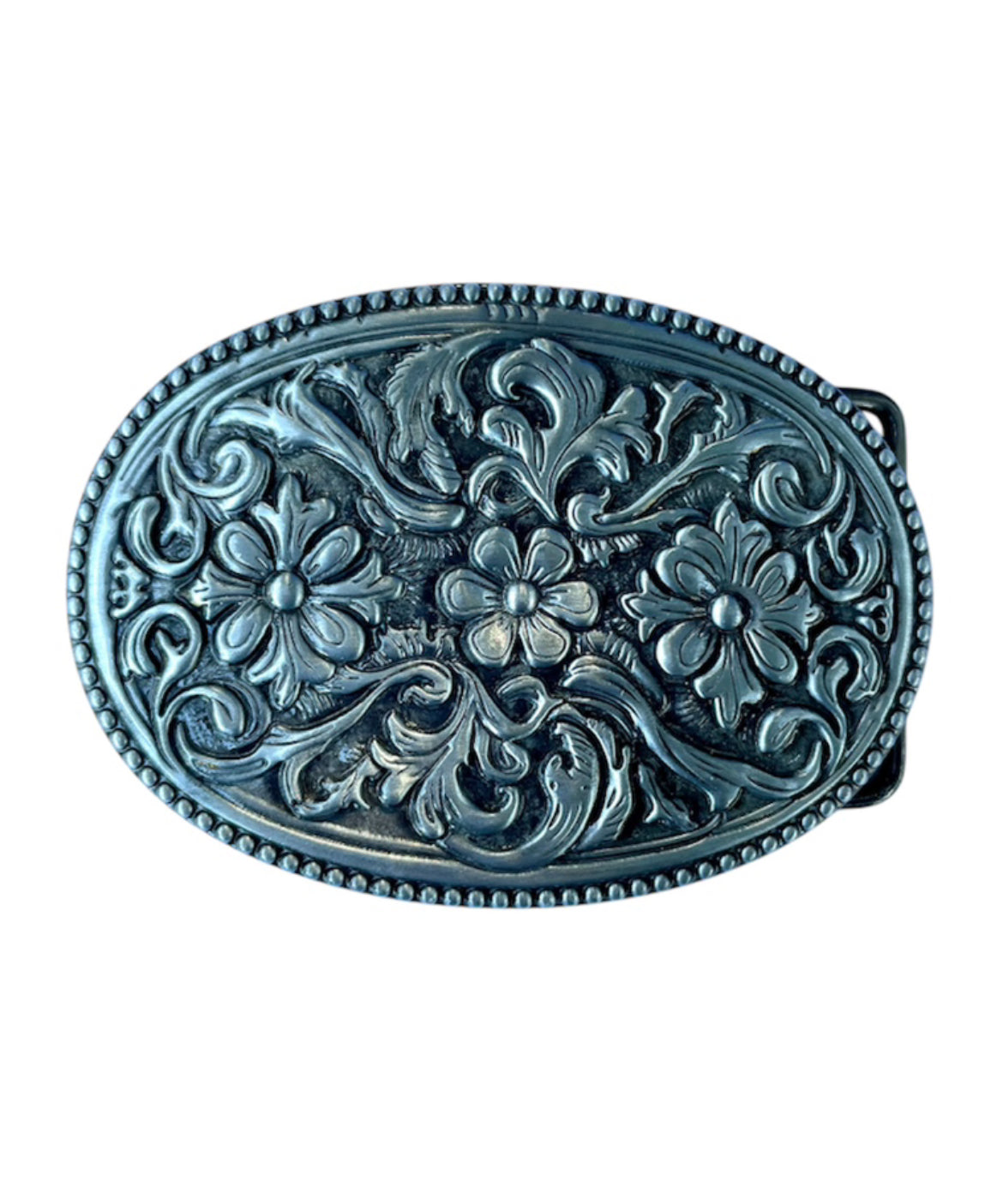 A8255 - Silver Burnish Colour Floral Western Belt Buckle