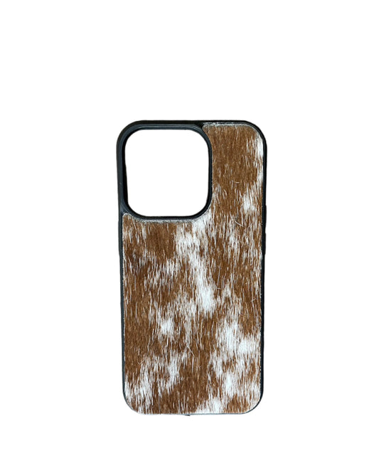 A8645 - IPhone 15 Pro Hair on Hide Leather Case