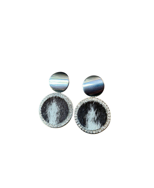 J6684A - 100% Hair on Hide Earrings with Diamantes