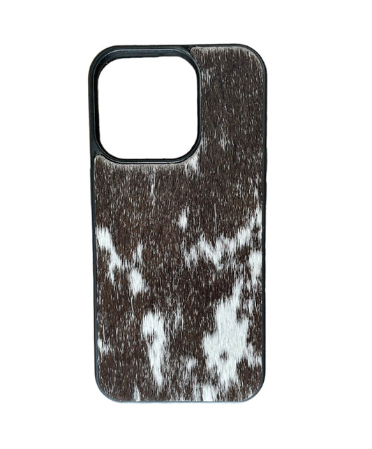 A8642 - IPhone 15 Pro Hair on Hide Leather Case