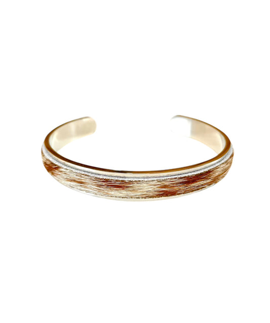 J6847 - Solid/Stainless Steel 3/4 Bangle Cowhide