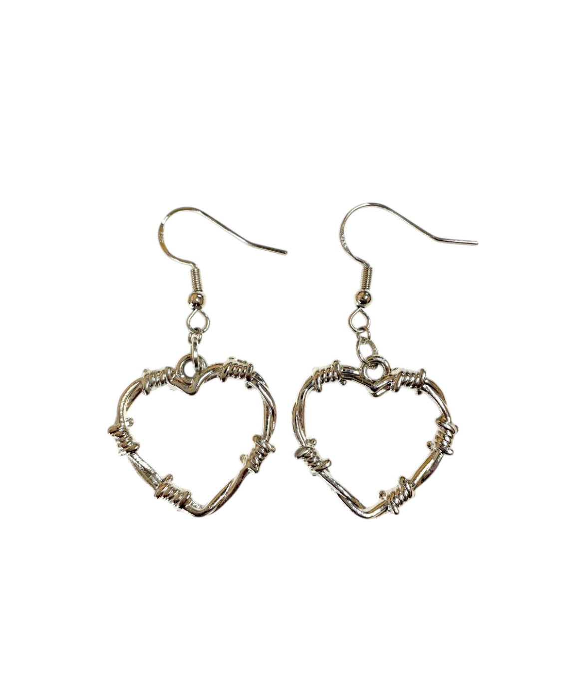 J6508 - Barb Heart Dangle Earrings