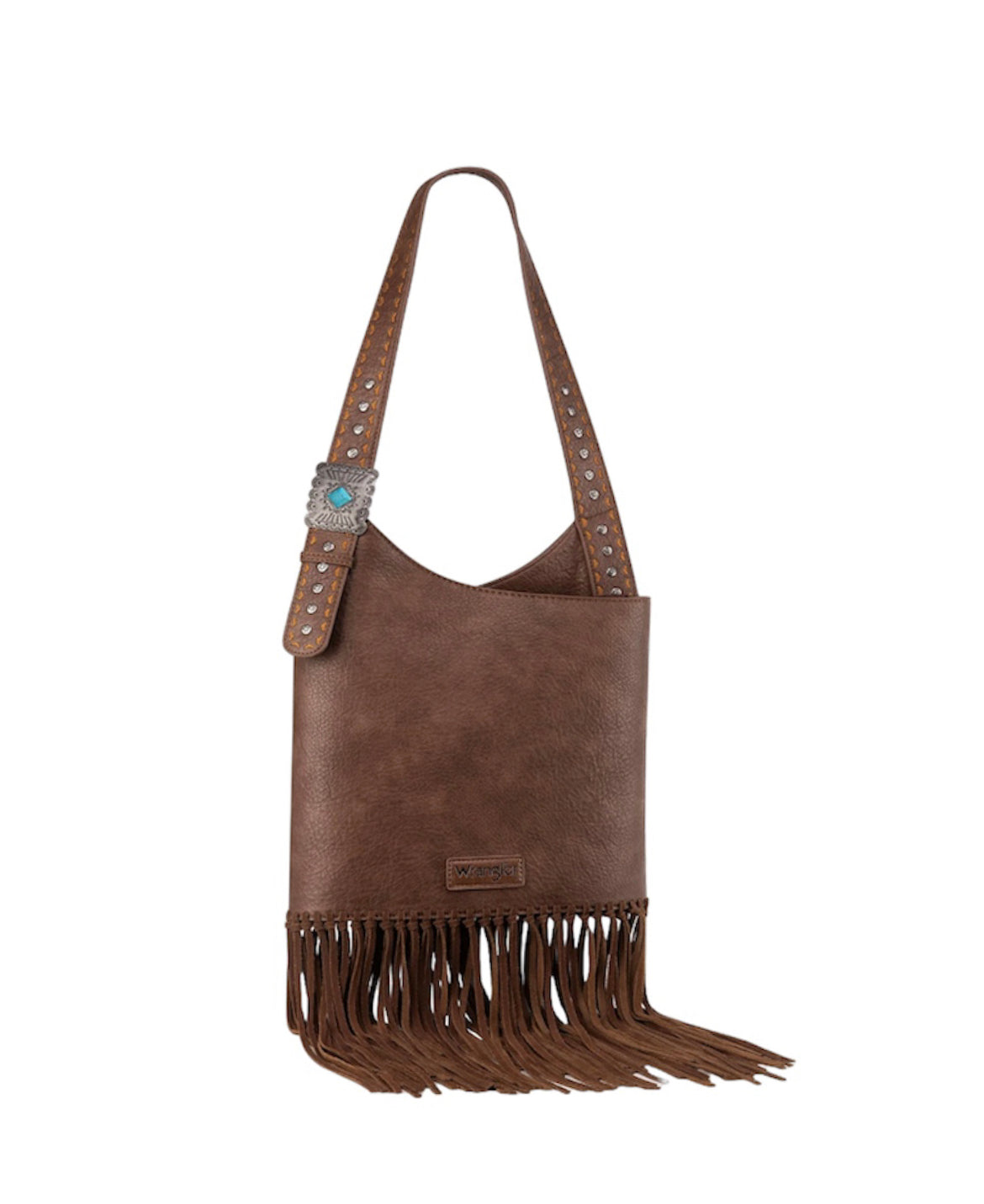 WG61918CF - Wrangler Turquoise Stone Concho Fringe Hobo - Coffee