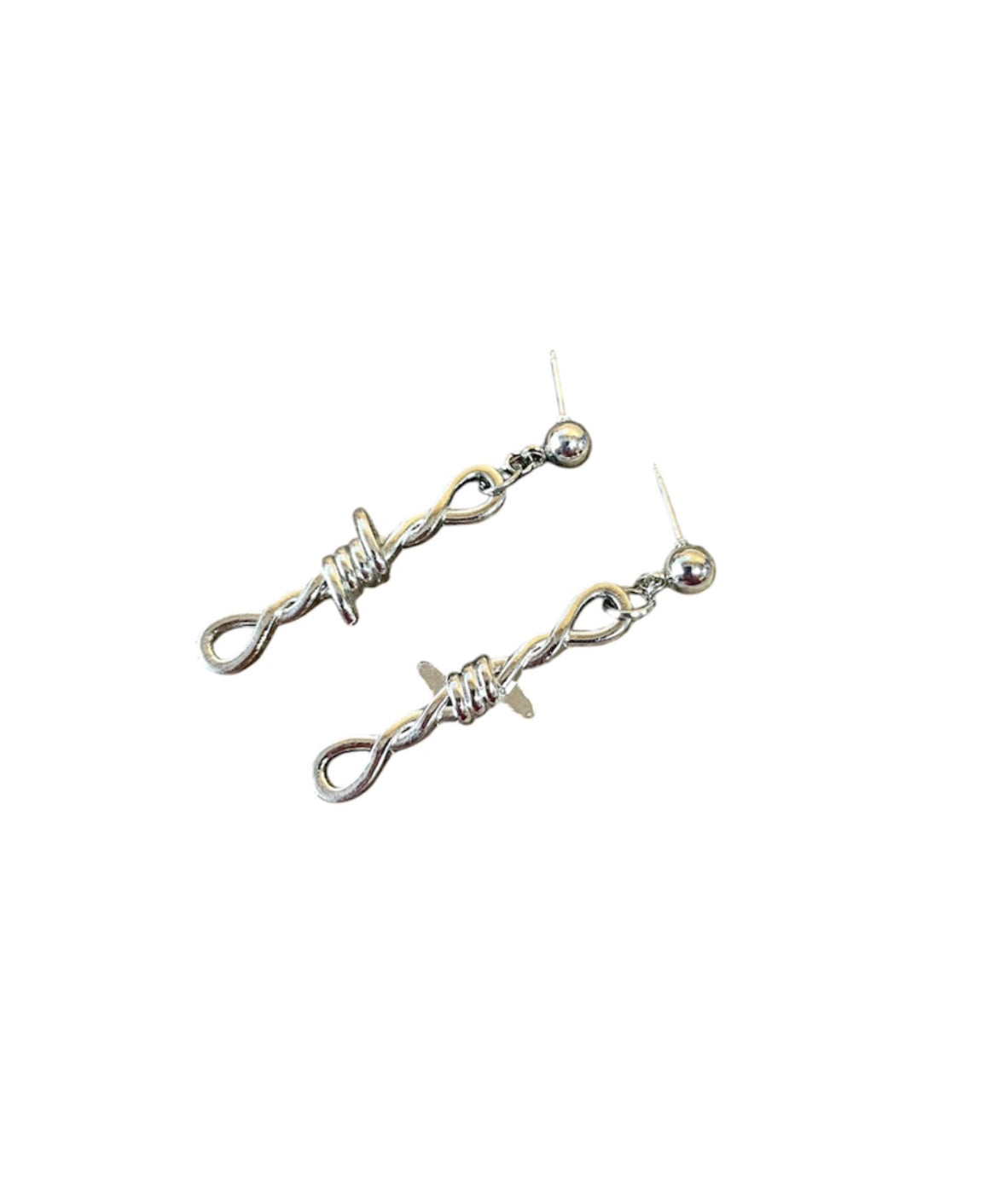 J6943- Barb Wire Stud Dangle Earrings