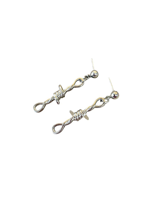 J6943- Barb Wire Stud Dangle Earrings