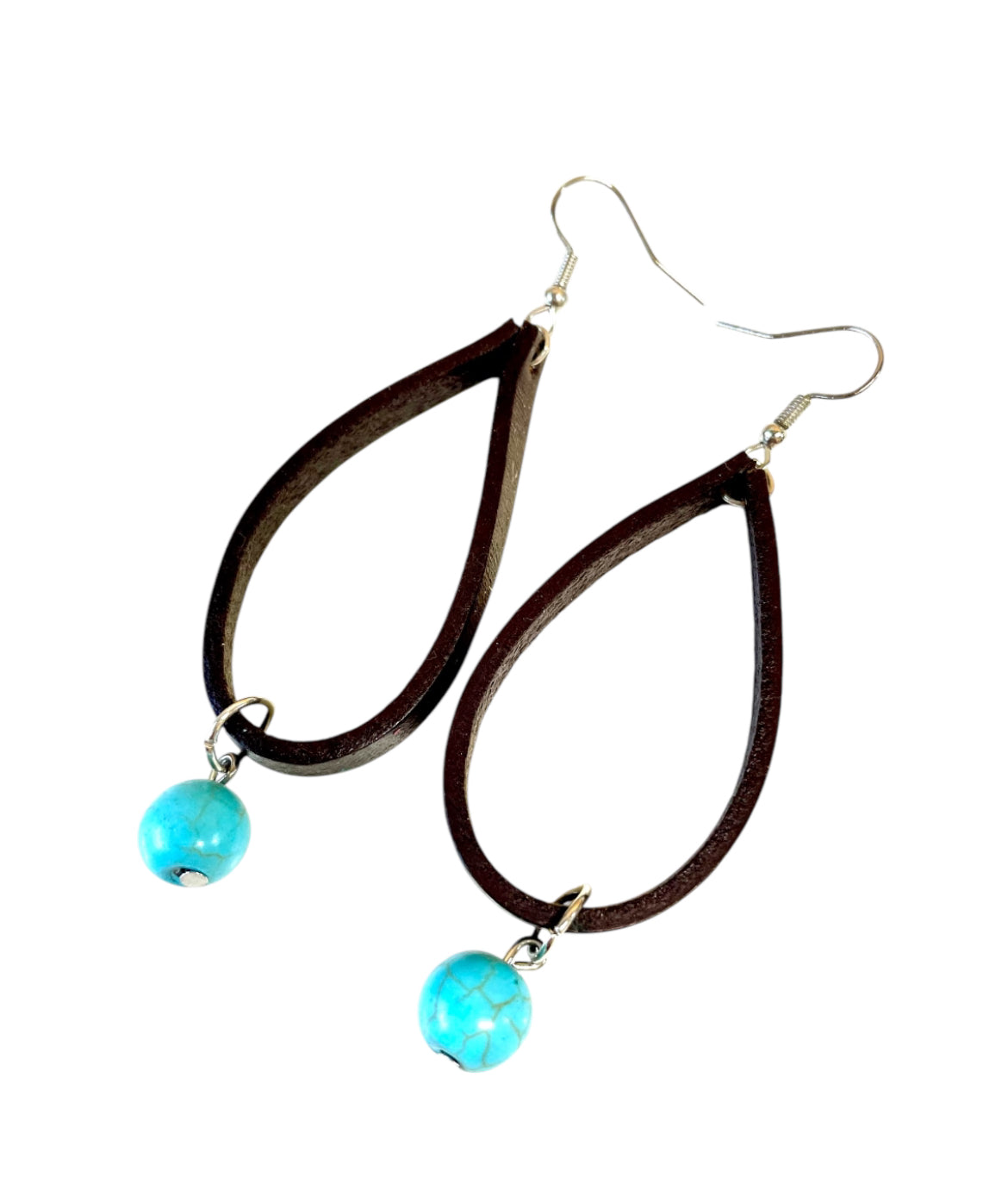 J6954 - Real Leather  Dangle Earrings