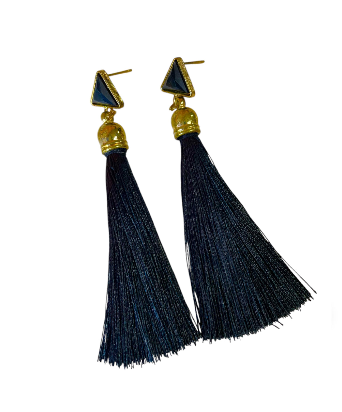 J6946A - Triangle Stud Tassel Earrings