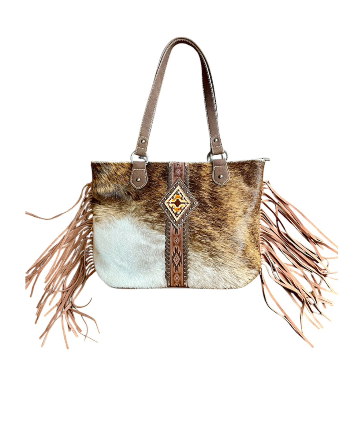 TR146G8317CF - Trinity Ranch Hair On Cowhide Concealed Carry Tote