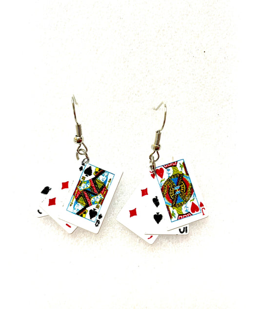 J6572 - 3 Playing Cards Earrings