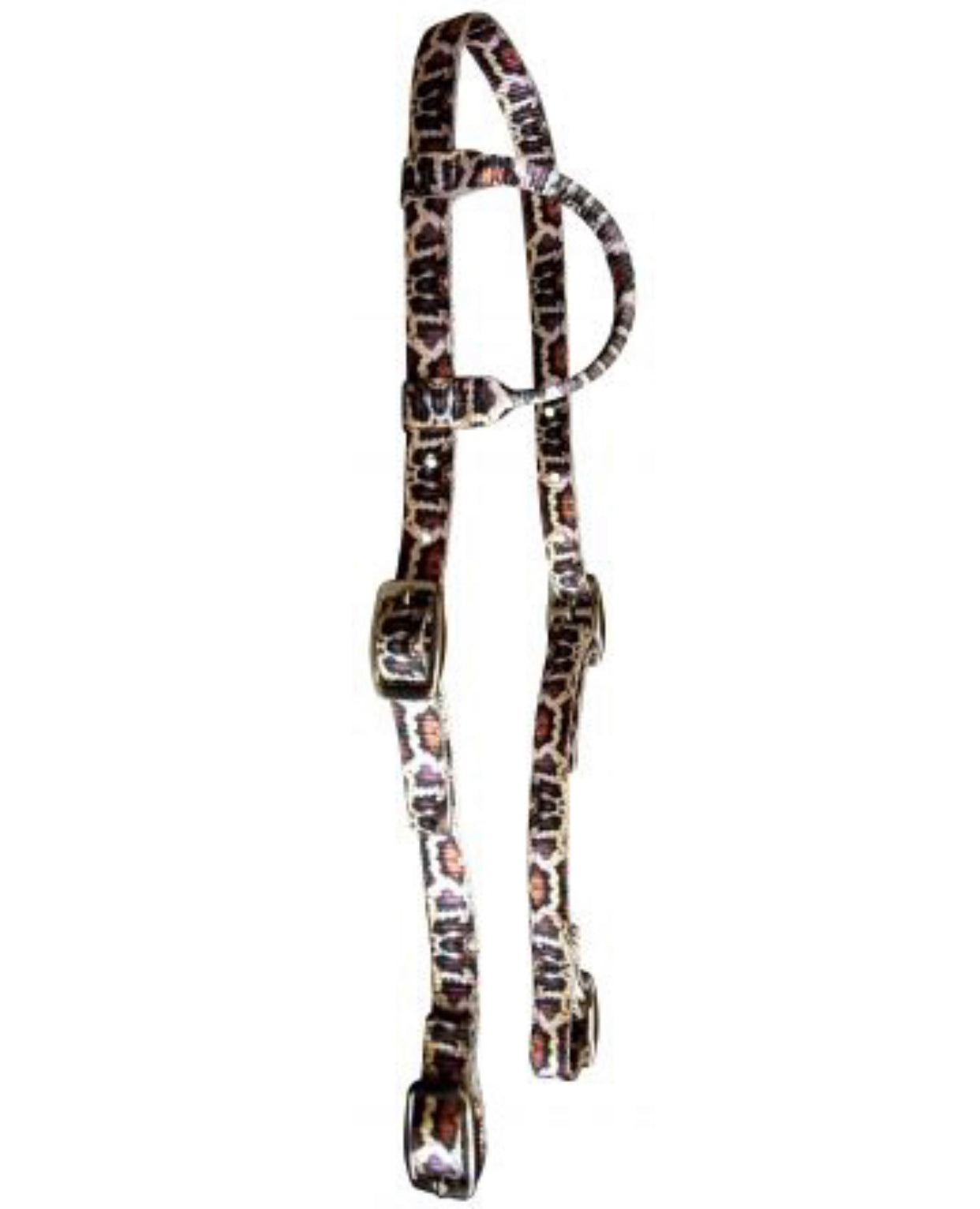 14423 - Black Nylon One Ear Headstall with Python Print