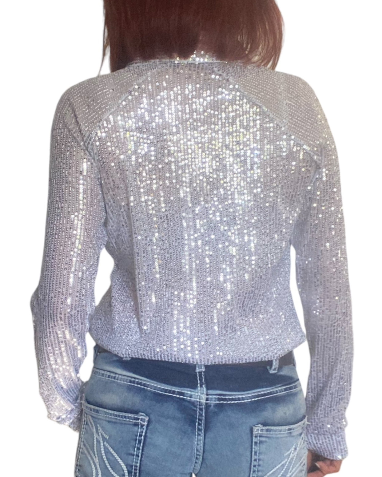 L1473 - Opal Ladies White Sparkle Stretch Western Shirt