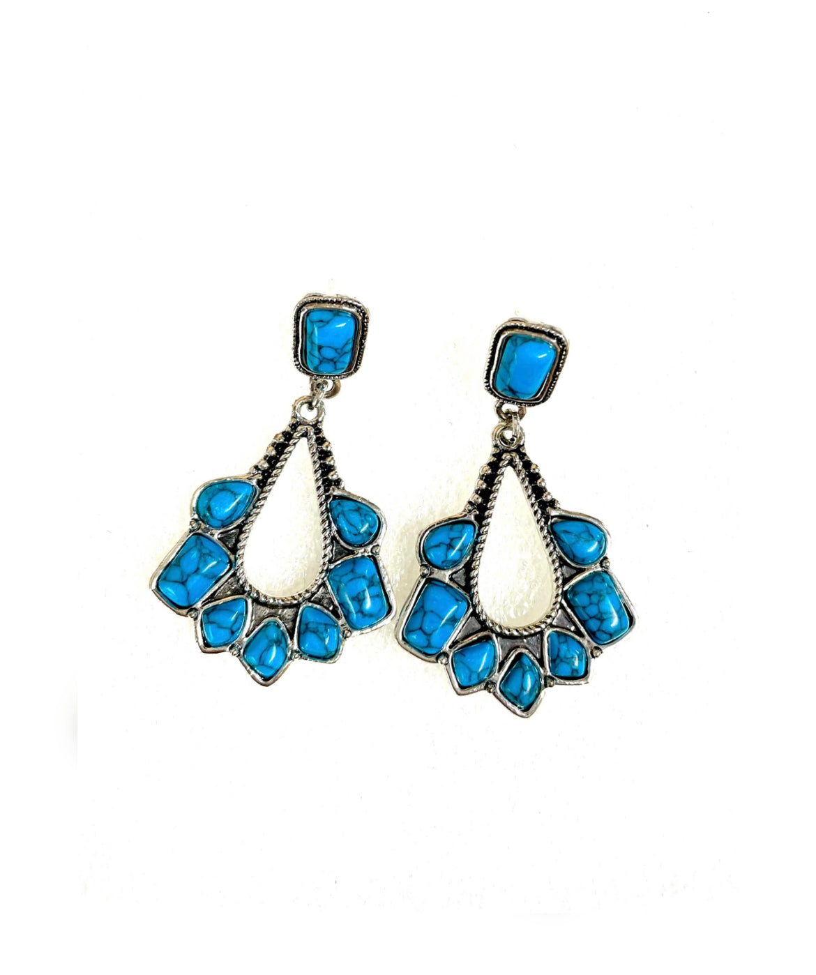 J6618 -  Stud Dangle Earrings Turquoise