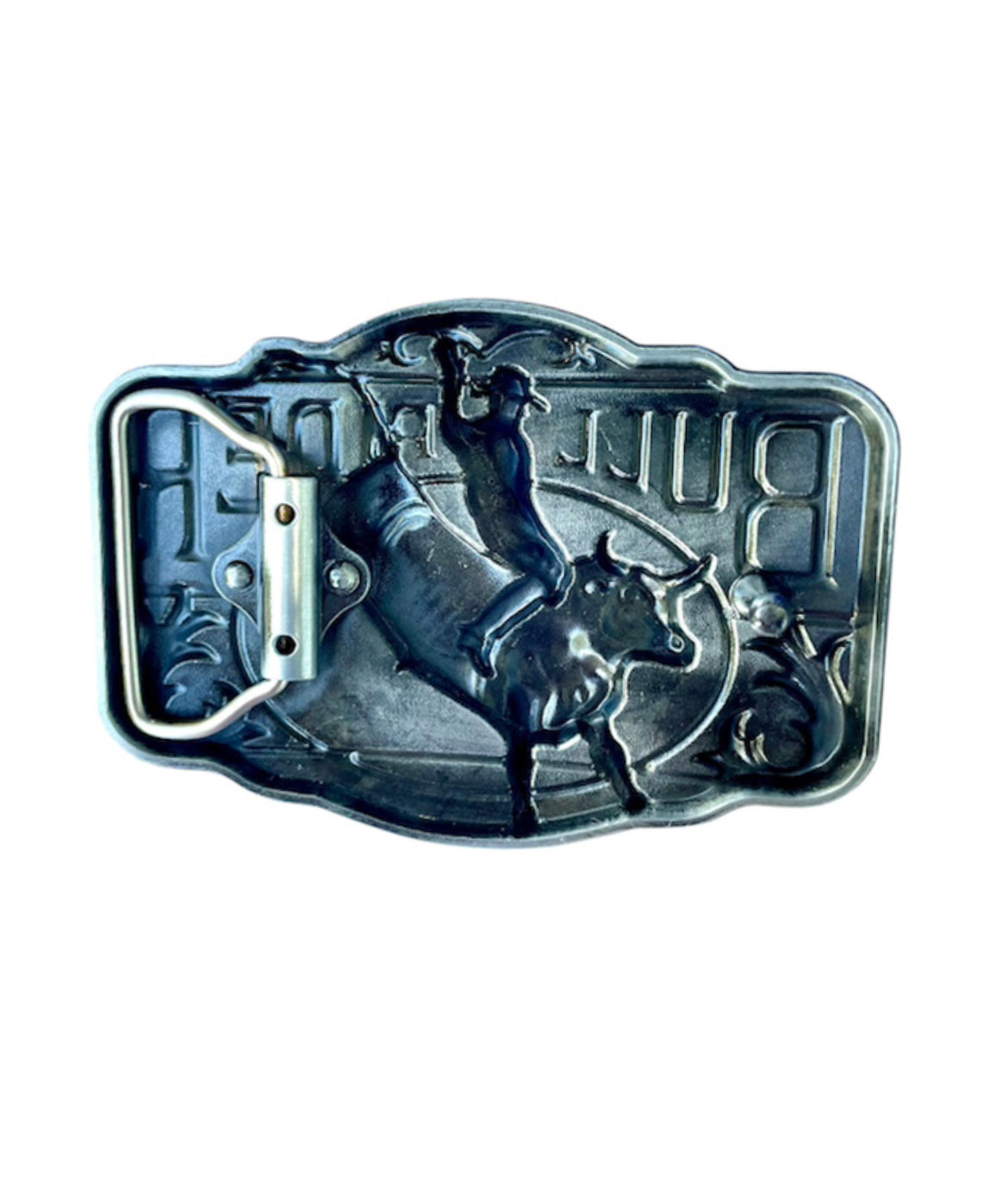 A8832 - Antique Silver Colour w Blue Enamel insert Western Belt Buckle