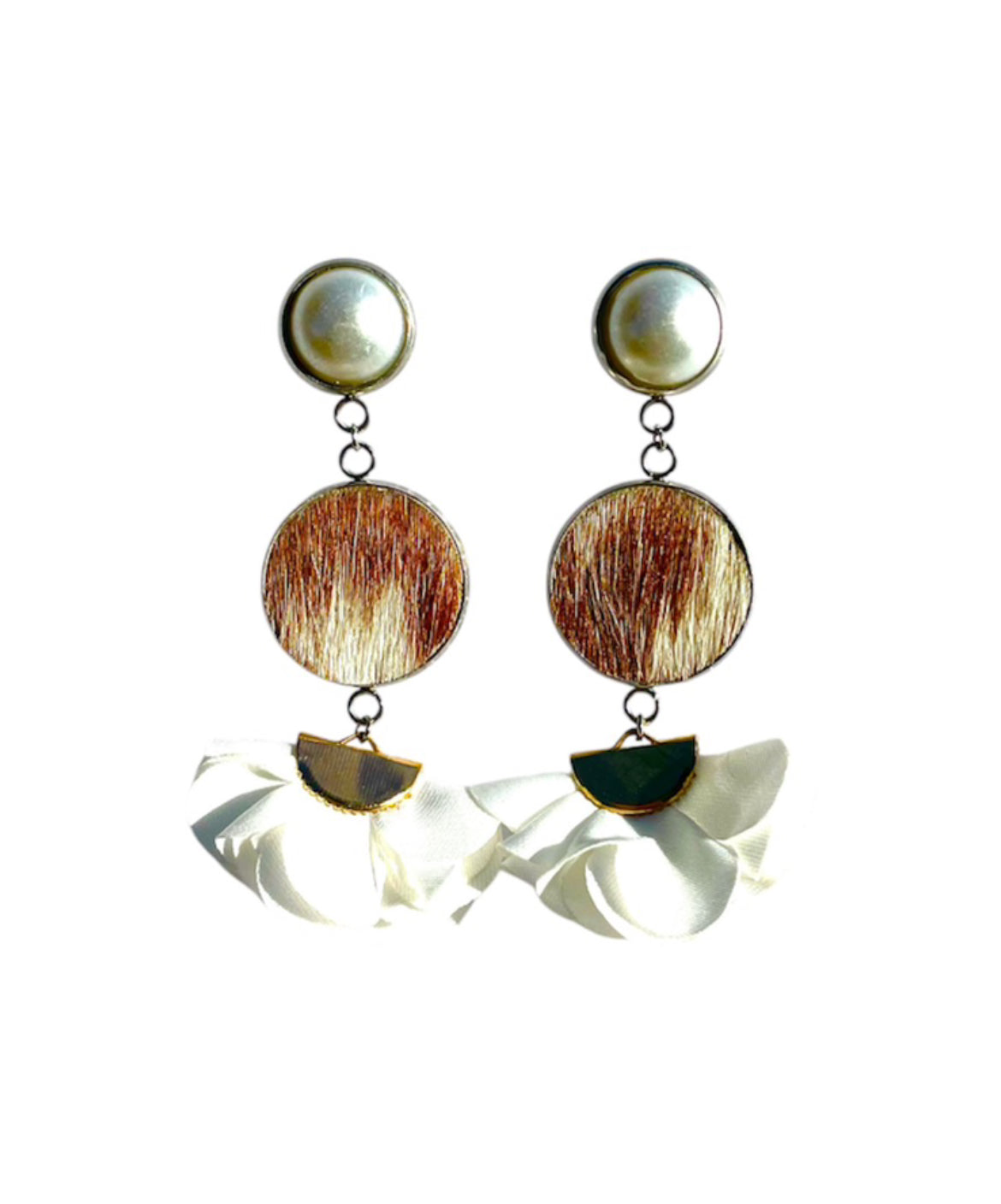 J6677 - Flower 100% Hair on Hide Earrings