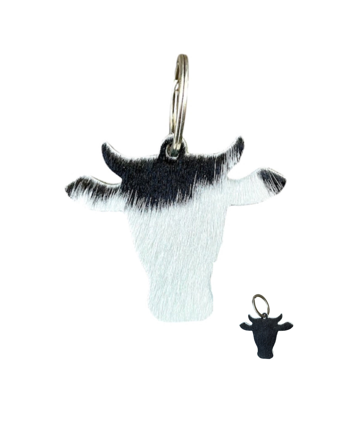 A8737 - Double Sided 100% Hair On Hide Leather Cow Keychain