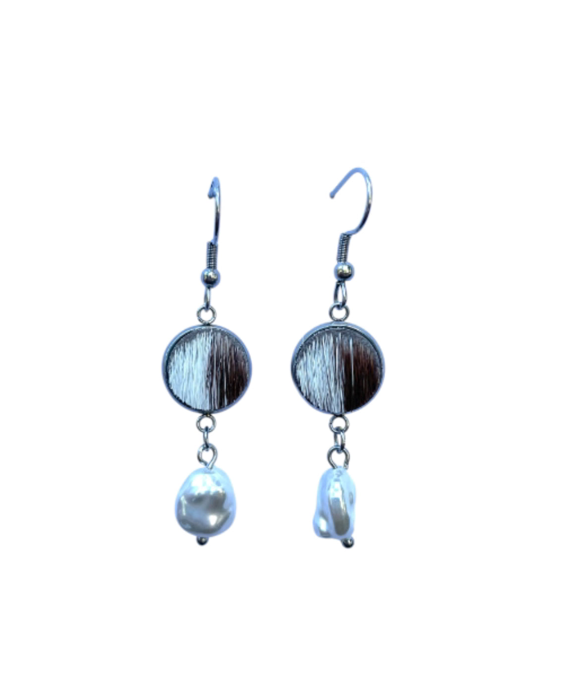 J6672B - 100% Hair on Hide Earrings with Pearl Drop