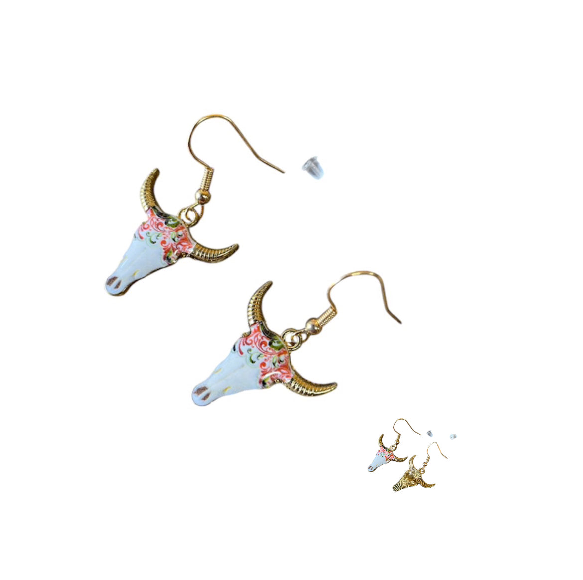 J6439D - Steer Head Earrings