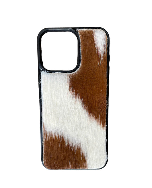 A8649 - IPhone 15 Pro Max Hair on Hide Leather Case