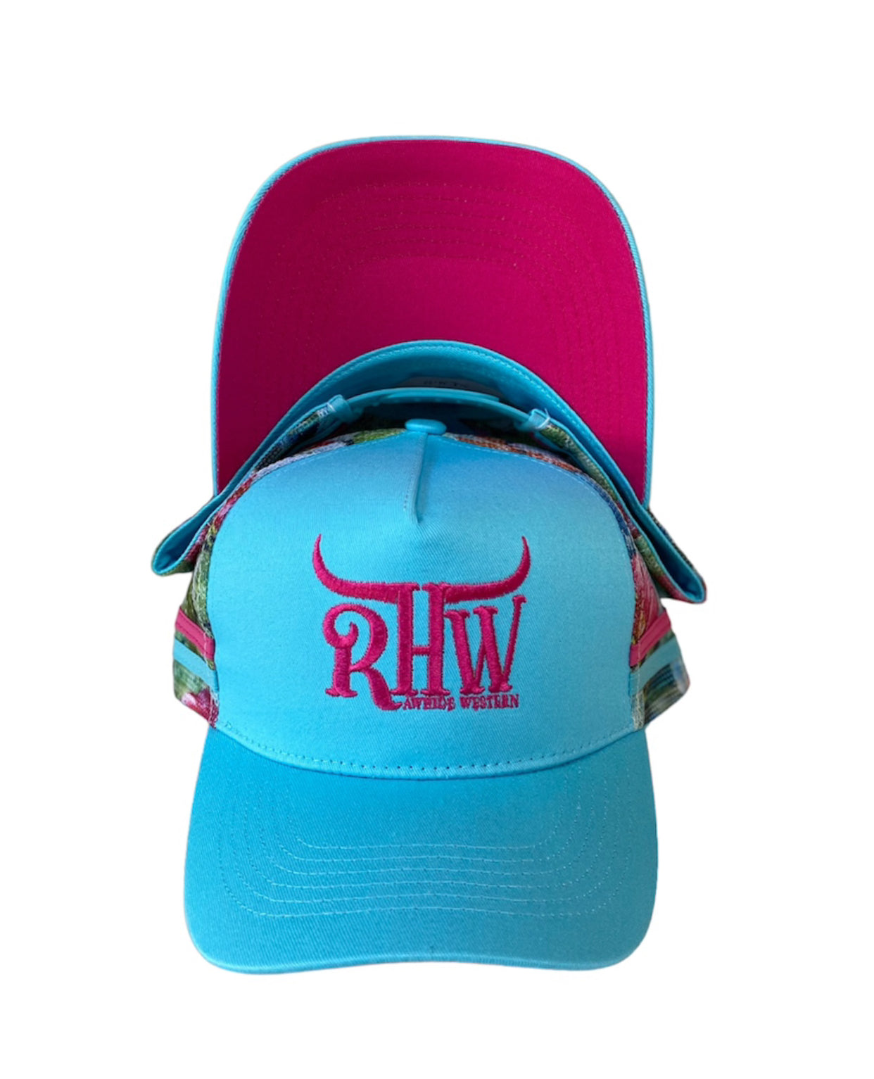 P4179 - RHW Cactus Turq & Pink P/Tail Trucker Cap