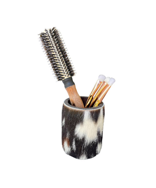 A8839 - Wooden Utensils Holder w Cowhide