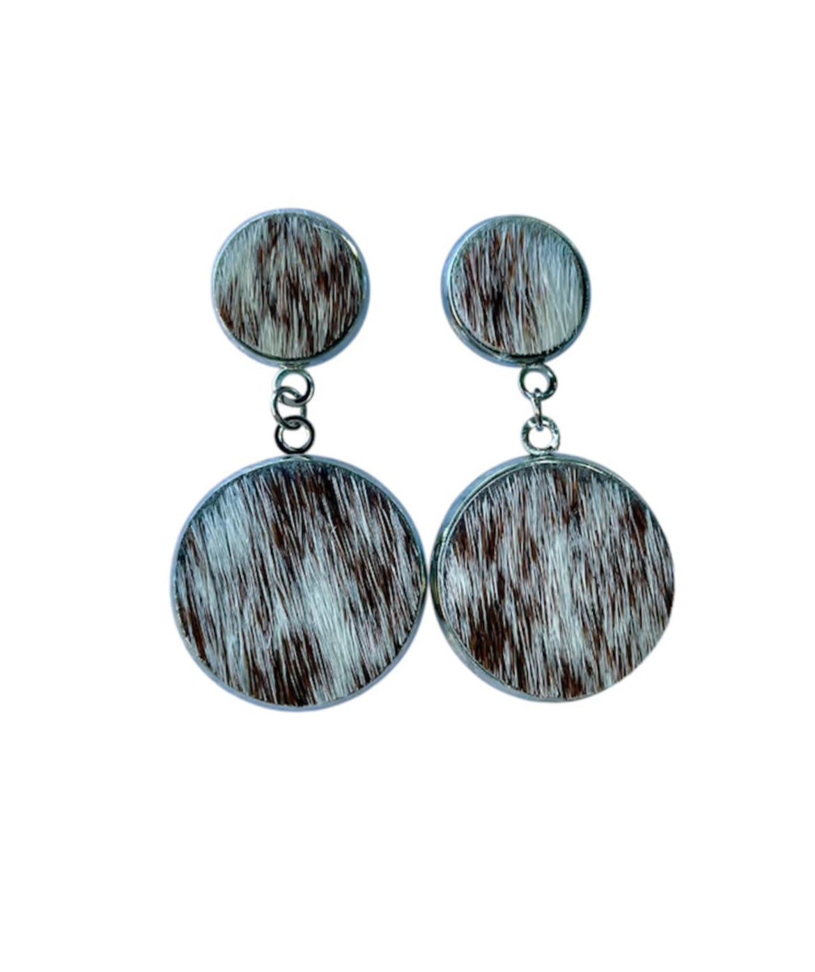 J6684E - 100% Hair on Hide Stud Dangle Earrings