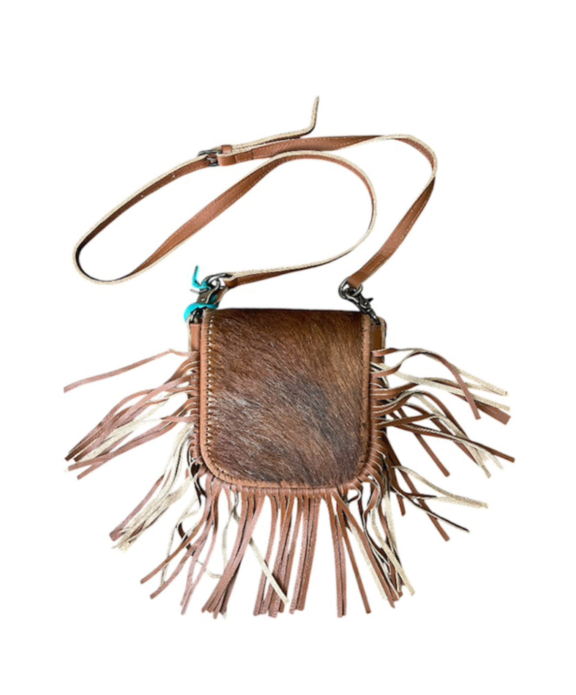 RLCL161BR -  Montana West Genuine Leather Hair-On Collection Fringe Crossbody