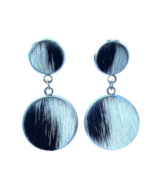 J6684C - 100% Hair on Hide Stud Dangle Earrings