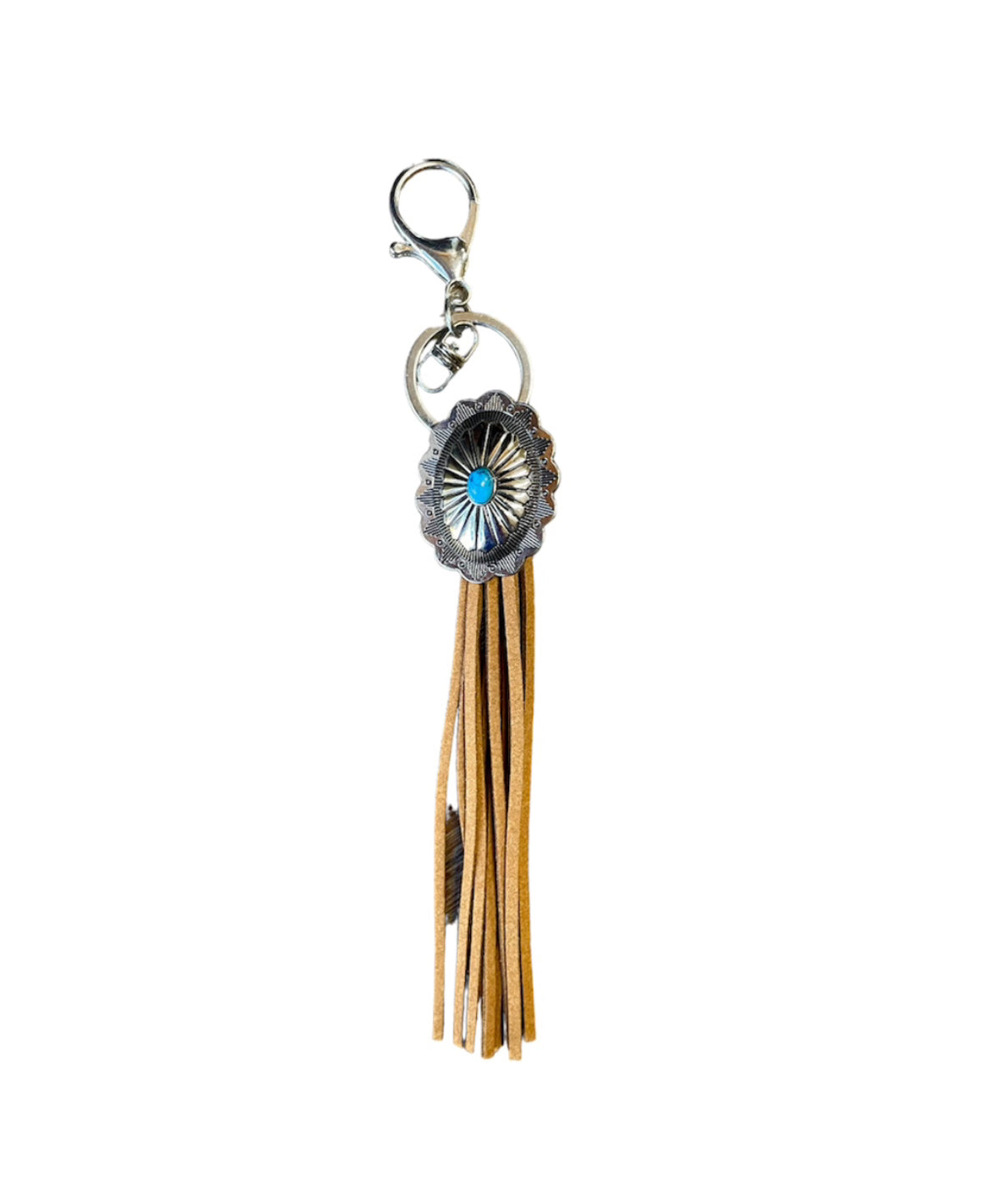 A8760 - Turquoise Concho & Leather Tassel Clip